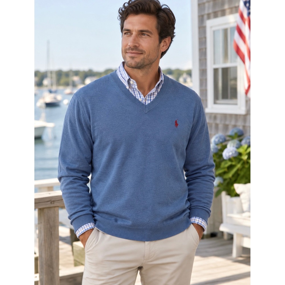 Polo Ralph Lauren NWT Pima Cotton V-Neck Sweater Size XL Preppy Classic Coastal